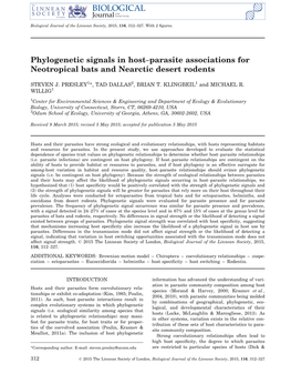 Phylogenetic Signals in Host–Parasite Associations for Neotropical Bats and Nearctic Desert Rodents