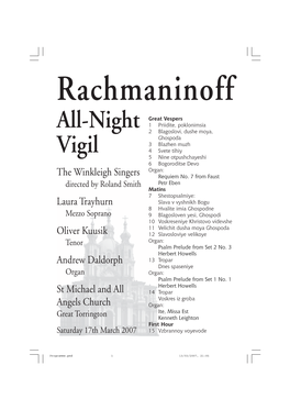 Rachmaninoff: All Night Vigil