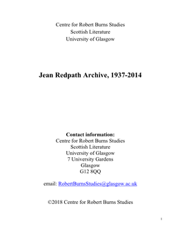 Jean Redpath Finding