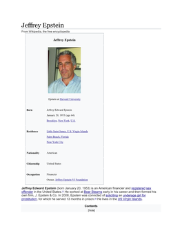 Jeffrey Epstein from Wikipedia, the Free Encyclopedia