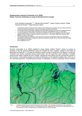 1 Supplementary Material to Guimarães Et Al. (2020): Peixes. Fauna De Vertebrados Ao Longo Da Estrada De Ferro Carajás Erick