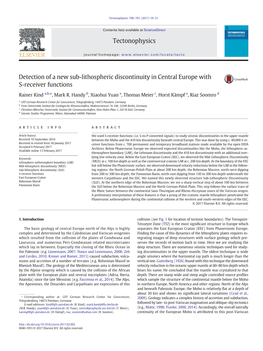 Detection of a New Sub-Lithospheric Discontinuity in Central Europe with S-Receiver Functions