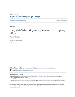 The Joint Archives Quarterly, Volume 13.01