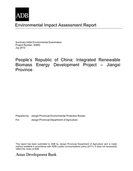 Environmental Impact Assessment Report People's Republic of China