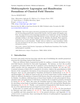 Multisymplectic Lagrangian and Hamiltonian Formalisms of Classical Field Theories