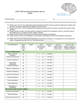 UCSF TMS and Neuromodulation Service ATHQ PATIENT NAME