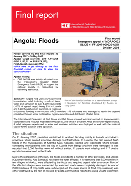 Angola: Floods Emergency Appeal N° MDRAO002 GLIDE N° FF-2007-000020-AGO 29 May, 2008