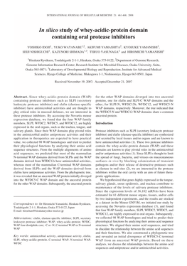 In Silico Study of Whey-Acidic-Protein Domain Containing Oral Protease Inhibitors