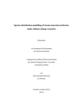 Species Distribution Modelling of Stream Macroinvertebrates Under Climate Change Scenarios