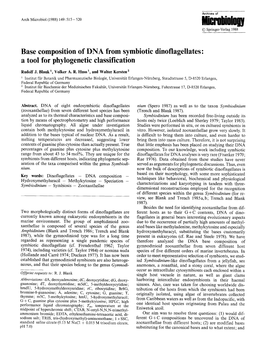 Base Composition of DNA from Symbiotic Dinoflagellates: a Tool for Phylogenetic Classification