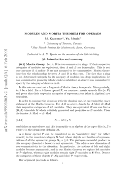 Math.QA] 6 Feb 2001 Ttmn Ftemrt Hoe.For Theorem