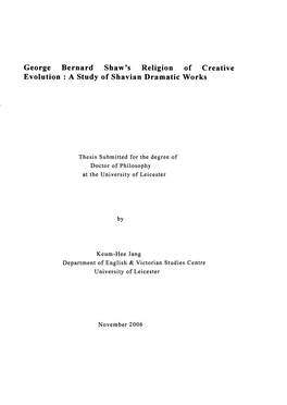 George Bernard Shaw's Religion of Creative Evolution