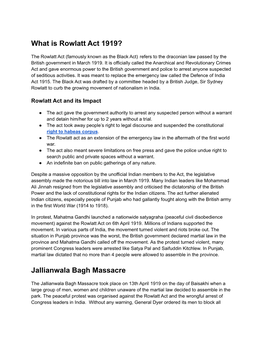 What Is Rowlatt Act 1919?