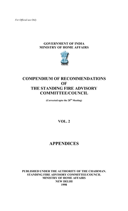 Compendium of Recommendations of the Standing Fire Advisory Committee/Council