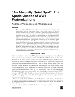 “An Absurdly Quiet Spot”: the Spatialjustice Ofww1 Fraternizations