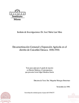 Desamortización Comunal Y Expansión Agrícola En El Distrit…