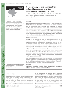 Biogeography of the Cosmopolitan Sedges (Cyperaceae)