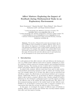 Affect Matters: Exploring the Impact of Feedback During Mathematical Tasks in an Exploratory Environment