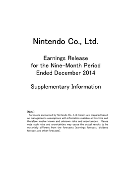 Supplementary Information About Earnings Release