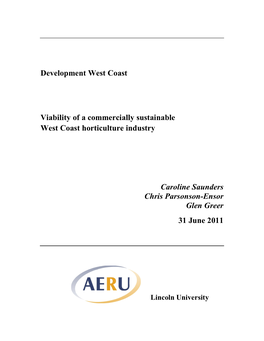 Viability of a Commercially Sustainable West Coast Horticulture Industry