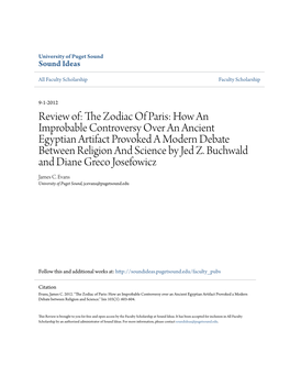 Review Of: the Zodiac of Paris: How an Improbable Controversy Over an Ancient Egyptian Artifact Provoked a Modern Debate Between Religion and Science by Jed Z