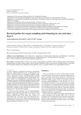 Revised Guides for Organ Sampling in Rats and Mice