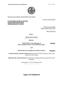 DHL V Ofcom Final Judgment