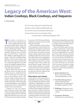 Legacy of the American West: Indian Cowboys, Black Cowboys, and Vaqueros