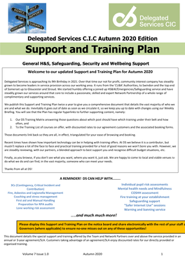 Support and Training Plan