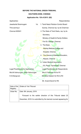 Before the National Green Tribunal Southern Zone