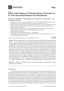 Effect of the Degree of Polymerization of Fructans on Ex Vivo Fermented