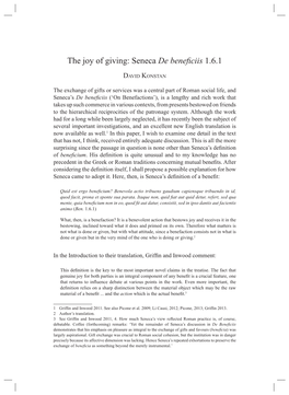 The Joy of Giving: Seneca De Beneficiis 1.6.1