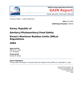 Mrls) Regulations 2004