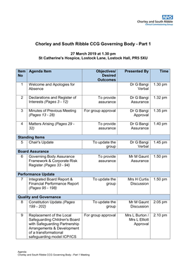 Agenda Document for Chorley and South Ribble CCG Governing Body