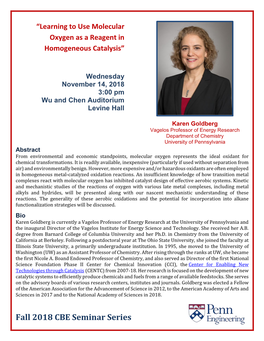 Fall 2018 CBE Seminar Series