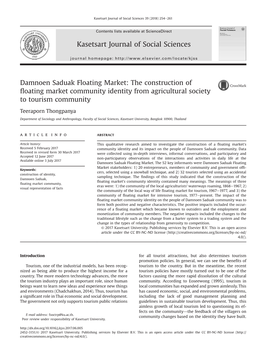 Damnoen Saduak Floating Market: the Construction of ﬂoating Market Community Identity from Agricultural Society to Tourism Community