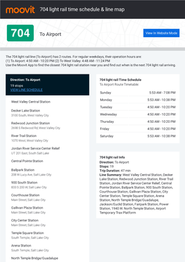 704 Light Rail Time Schedule & Line Route