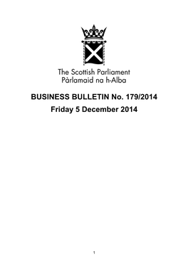 BUSINESS BULLETIN No. 179/2014 Friday 5 December 2014