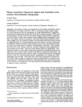 Phase Transition Clapeyron Slopes and Transition Zone Seismic Discontinuity Topography Craig R