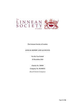 Linnean Society of London Annual Report & Accounts 2018