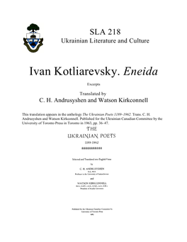 Ivan Kotliarevsky. Eneida