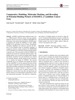 Comparative Modeling, Molecular Docking, and Revealing of Potential Binding Pockets of RASSF2; a Candidate Cancer Gene