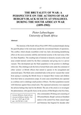 A Perspective on the Actions of Olaf Bergh's Black Scouts at Smaldeel During the South African