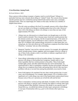 Cross Reactions Among Foods1x