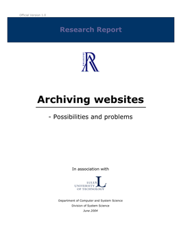 Archiving Websites