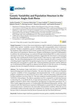 Genetic Variability and Population Structure in the Sardinian Anglo-Arab Horse