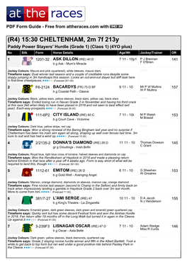 At the Races PDF FORM GUIDE