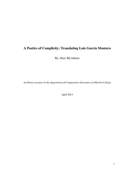 A Poetics of Complicity: Translating Luis García Montero