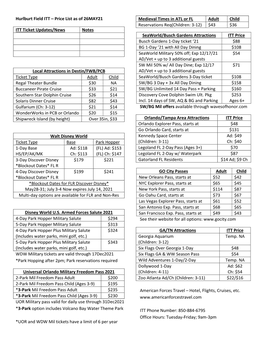 Price List As of 26MAY21 ITT Ticket Updates/News Notes Local