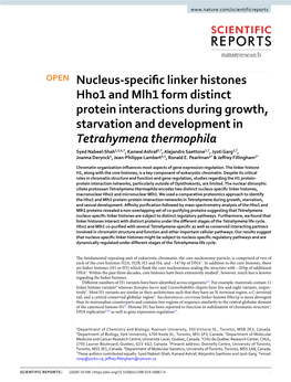 Nucleus-Specific Linker Histones Hho1 and Mlh1 Form Distinct Protein